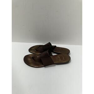 Vintage Paloma Italy Brown Metallic Thong Slides Flat sandals Elastic‎ Sz 7.5 B